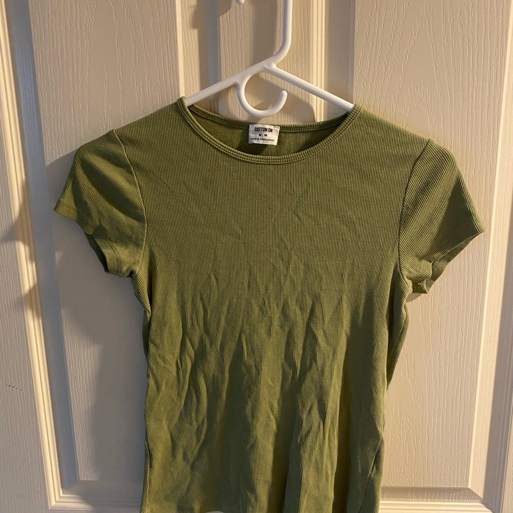 Cotton On Olive Ribbed Short Sleeve Tee